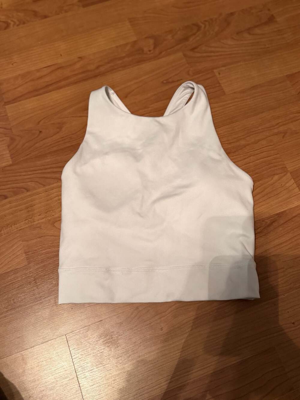 Gilly Hicks Go Recharge White High-Neck Strappy Back Crop Tank with Built-In Bra